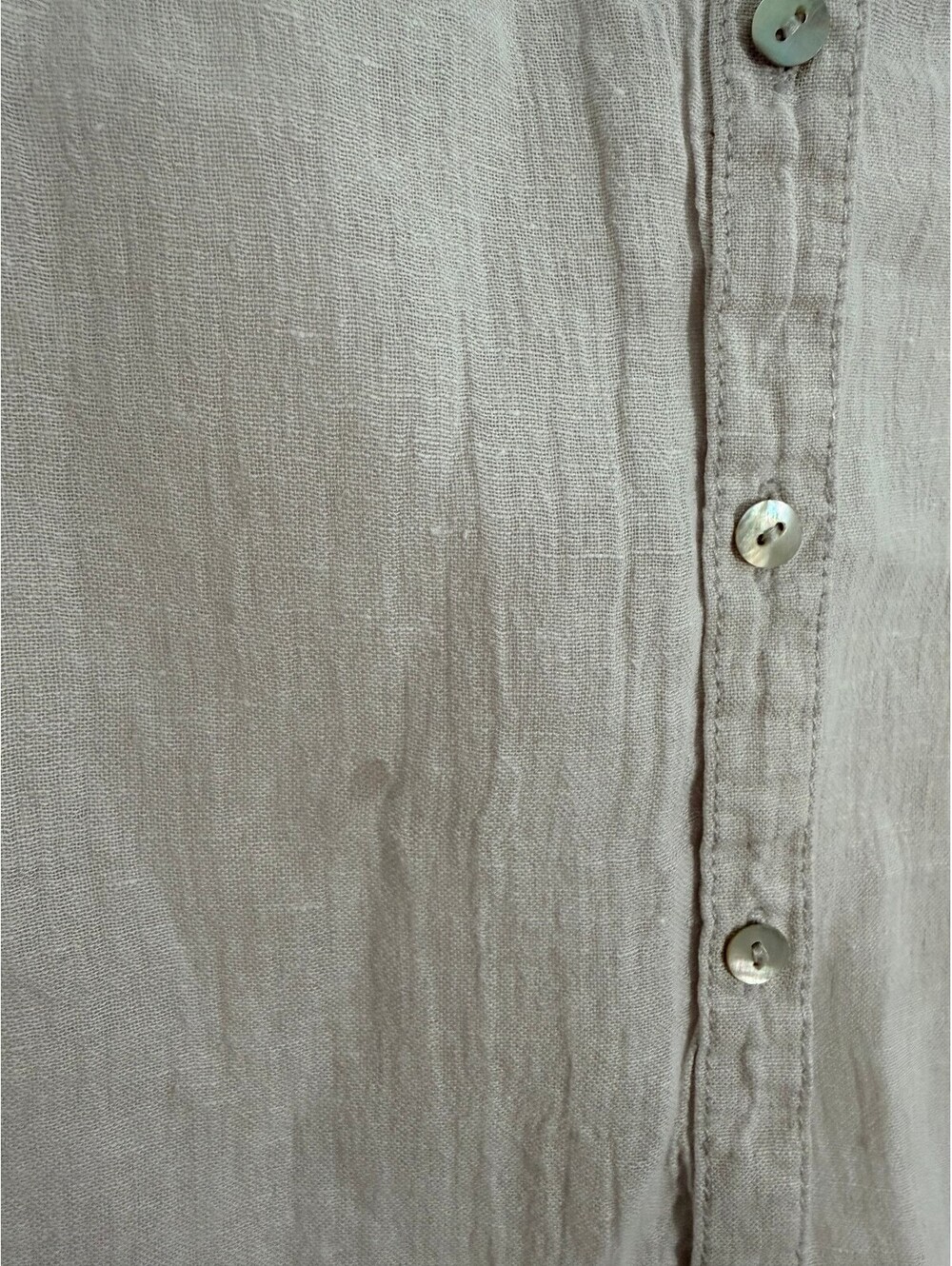 Sigrid Olsen 100% Linen Button Front Shirt Women's M Beige Roll Tab Long Sleeve - Picture 5 of 7